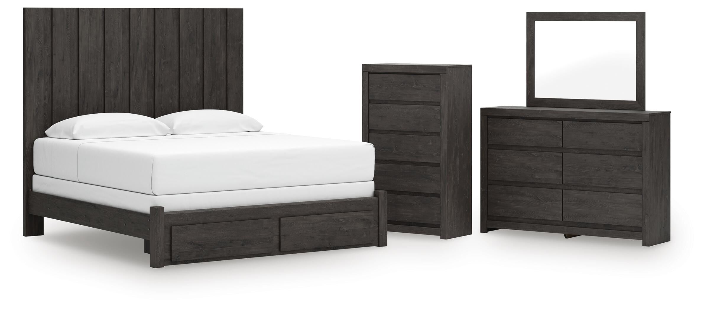 Fraluna Panel Storage Bed, Dresser, Mirror and Chest