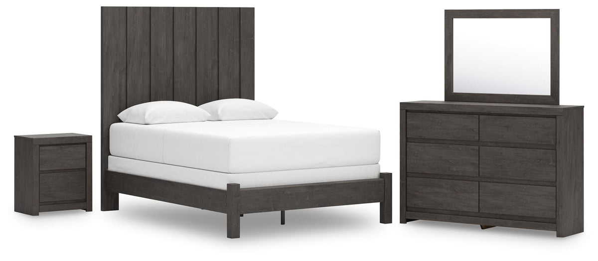 Fraluna Panel Bed, Dresser, Mirror, and Nightstand