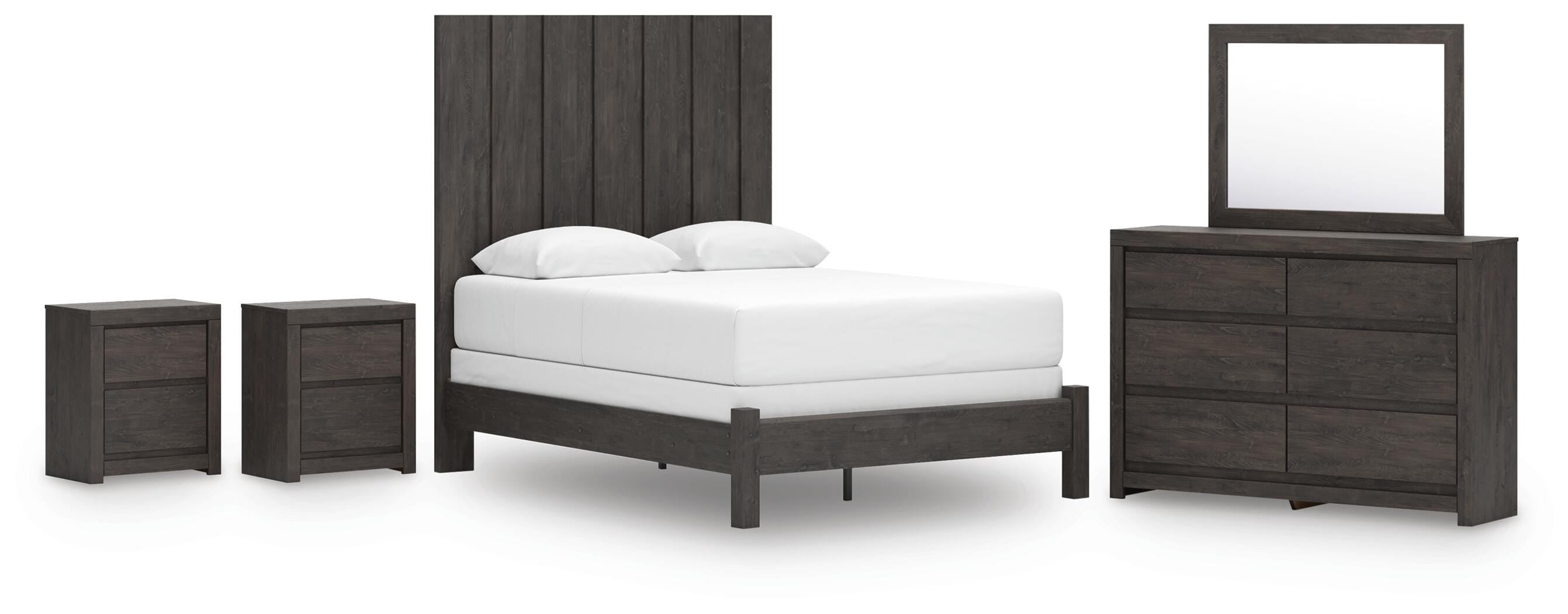 Fraluna Panel Bed, Dresser, Mirror and 2 Nightstands