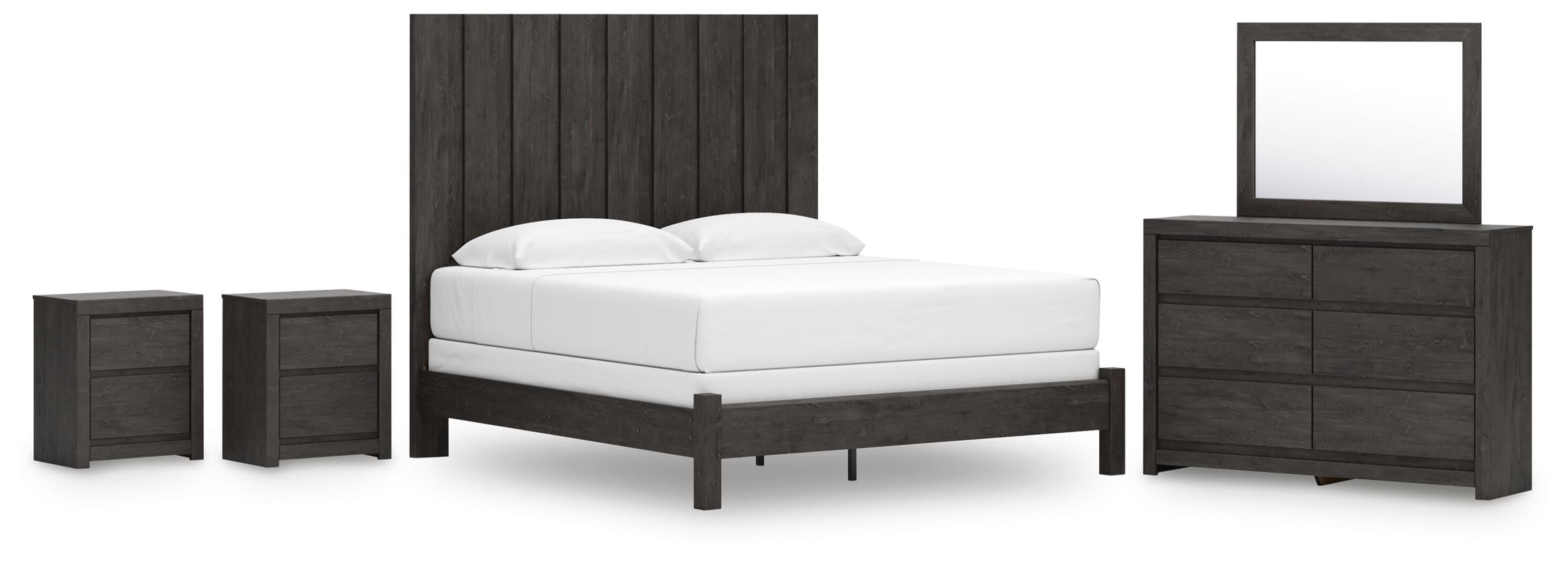 Fraluna Panel Bed, Dresser, Mirror and 2 Nightstands
