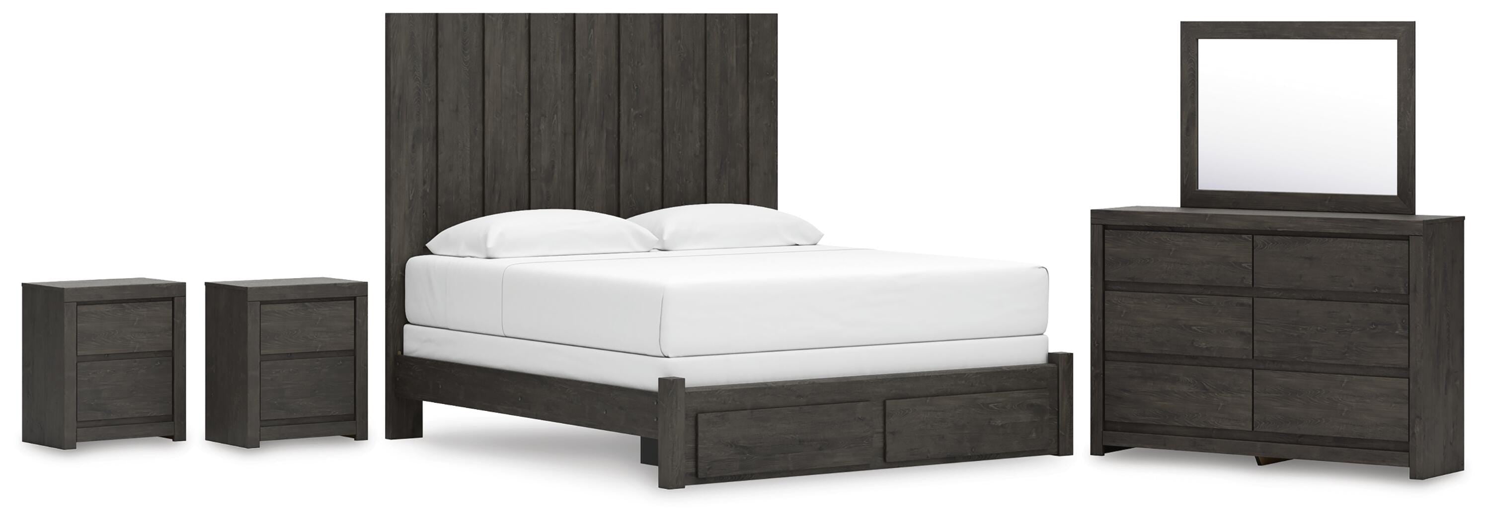 Fraluna Panel Storage Bed, Dresser, Mirror and 2 Nightstands