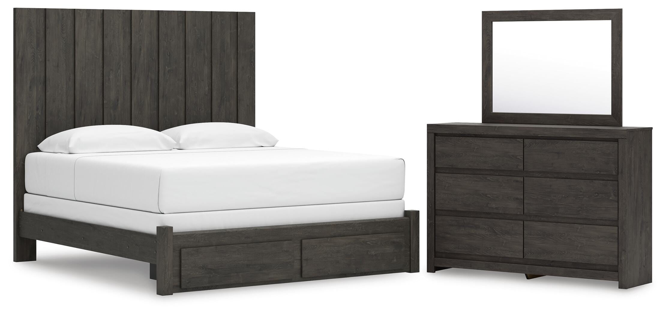 Fraluna Panel Storage Bed, Dresser and Mirror
