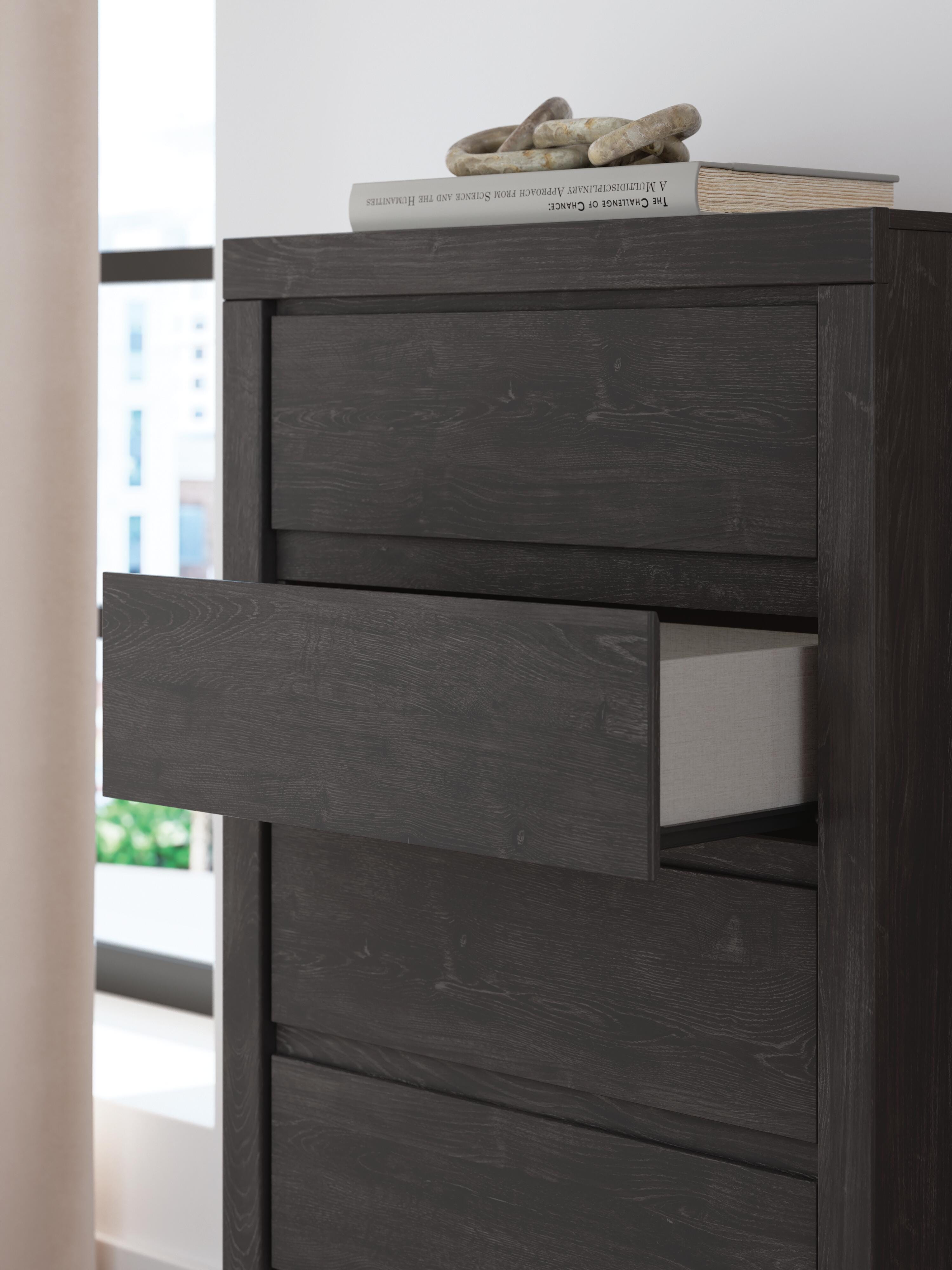 Fraluna Panel Bed, Dresser, Mirror, Chest and Nightstand