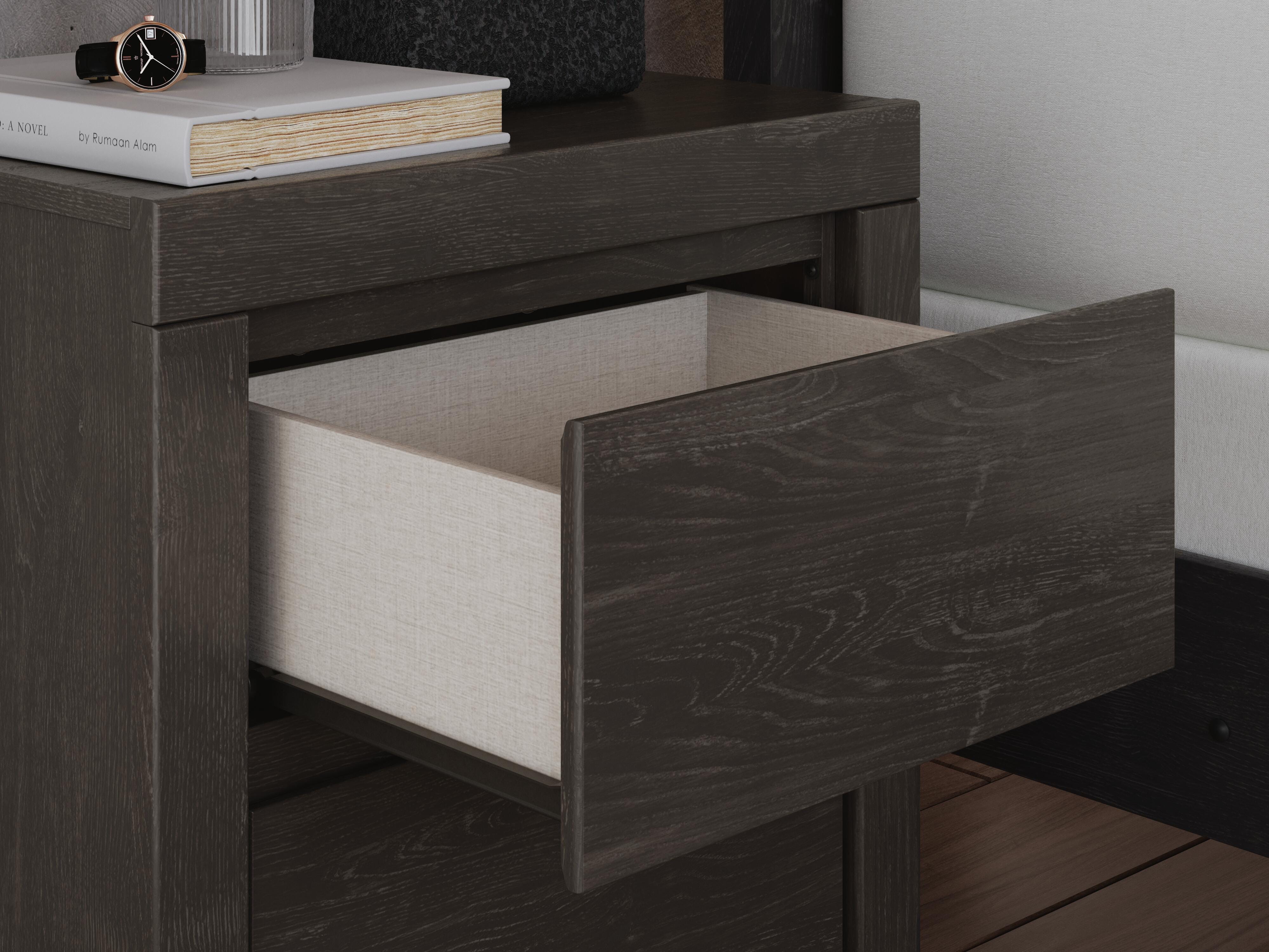 Fraluna Panel Storage Bed, Dresser, Mirror and Nightstand