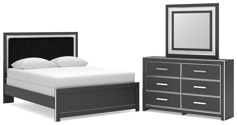 Zuraleus Upholstered Panel Bed, Dresser and Mirror