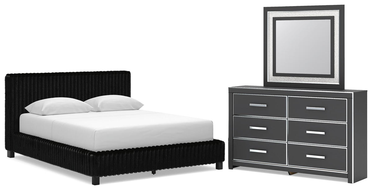 Zuraleus Upholstered Bed, Dresser and Mirror
