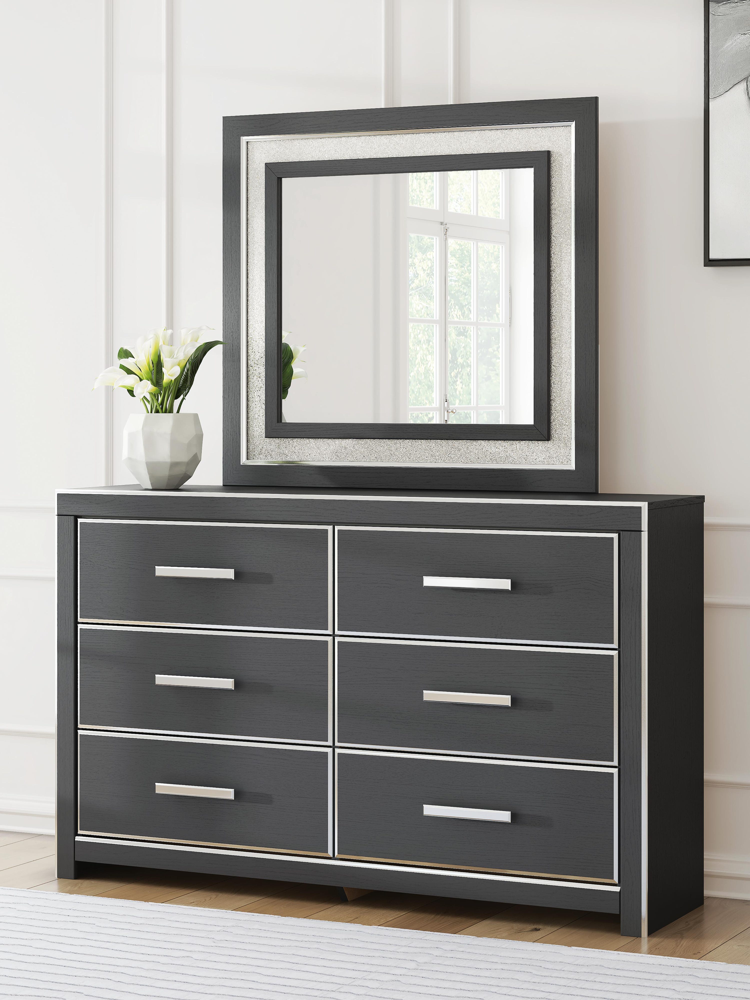 Zuraleus Upholstered Bed, Dresser, Mirror and Nightstand