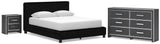 Zuraleus Upholstered Bed, Dresser and Nightstand