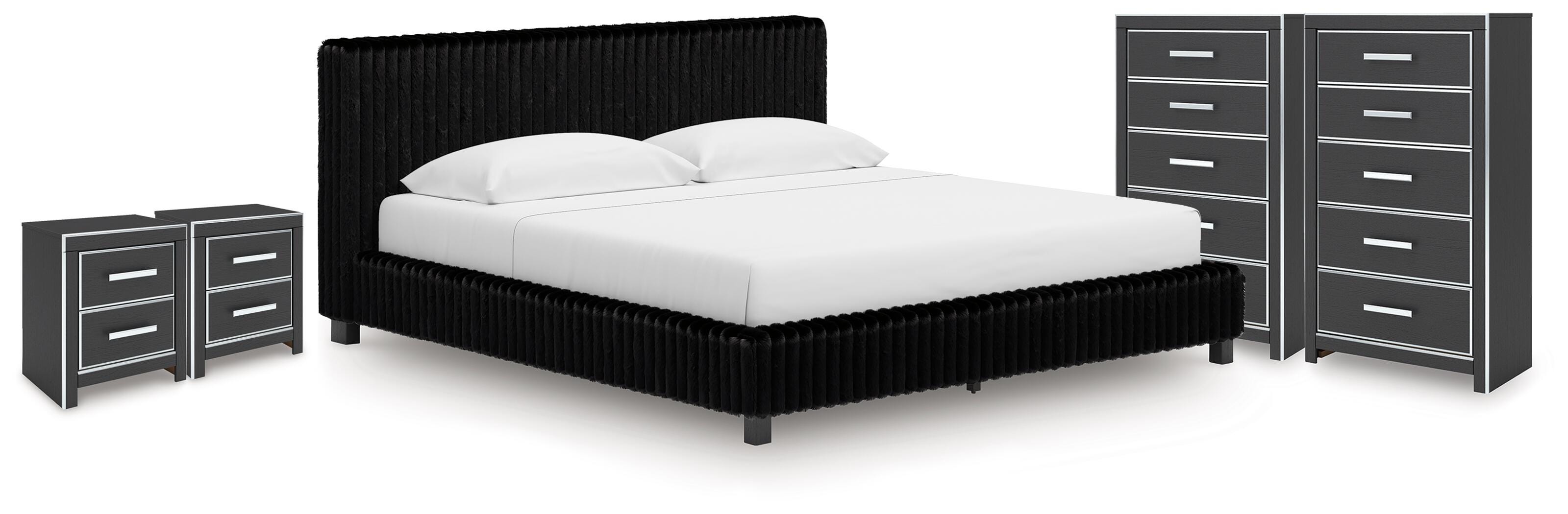 Zuraleus Upholstered Bed, 2 Chests and 2 Nightstands