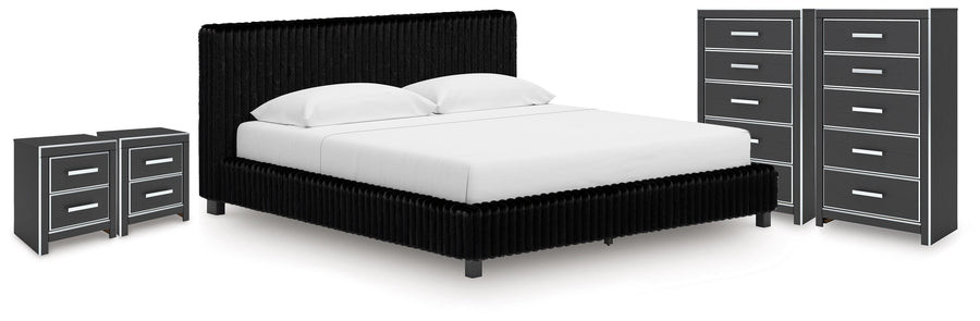 Zuraleus Upholstered Bed, 2 Chests and 2 Nightstands