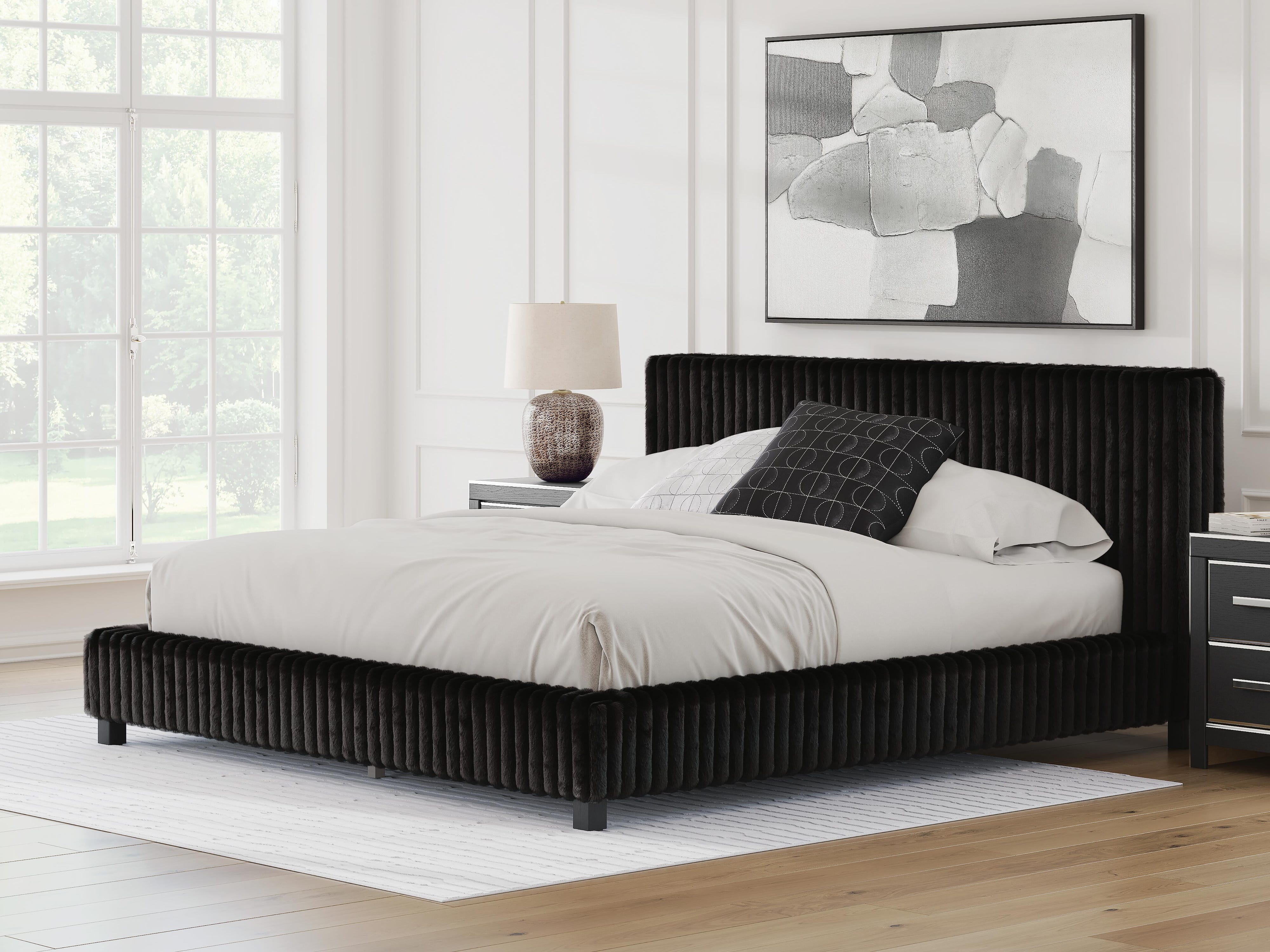 Zuraleus Upholstered Bed, Dresser and Nightstand