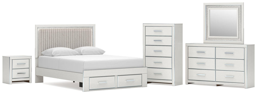 Zuraleus Upholstered Panel Platform Storage Bed, Dresser, Mirror, Chest and Nightstand