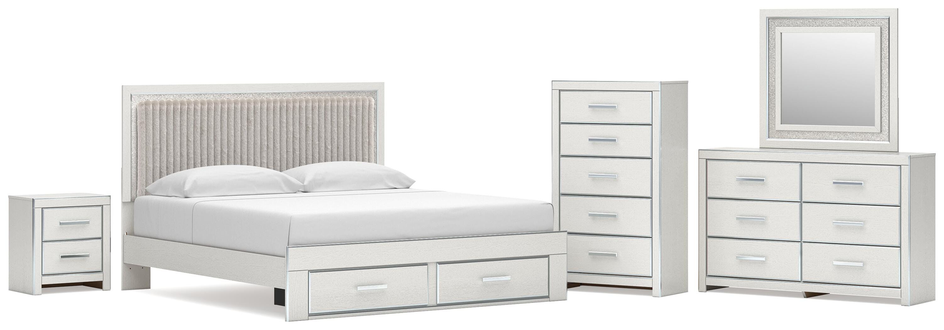 Zuraleus Upholstered Panel Platform Storage Bed, Dresser, Mirror, Chest and Nightstand