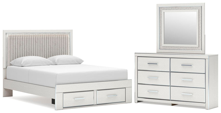 Zuraleus Upholstered Panel Platform Storage Bed, Dresser and Mirror