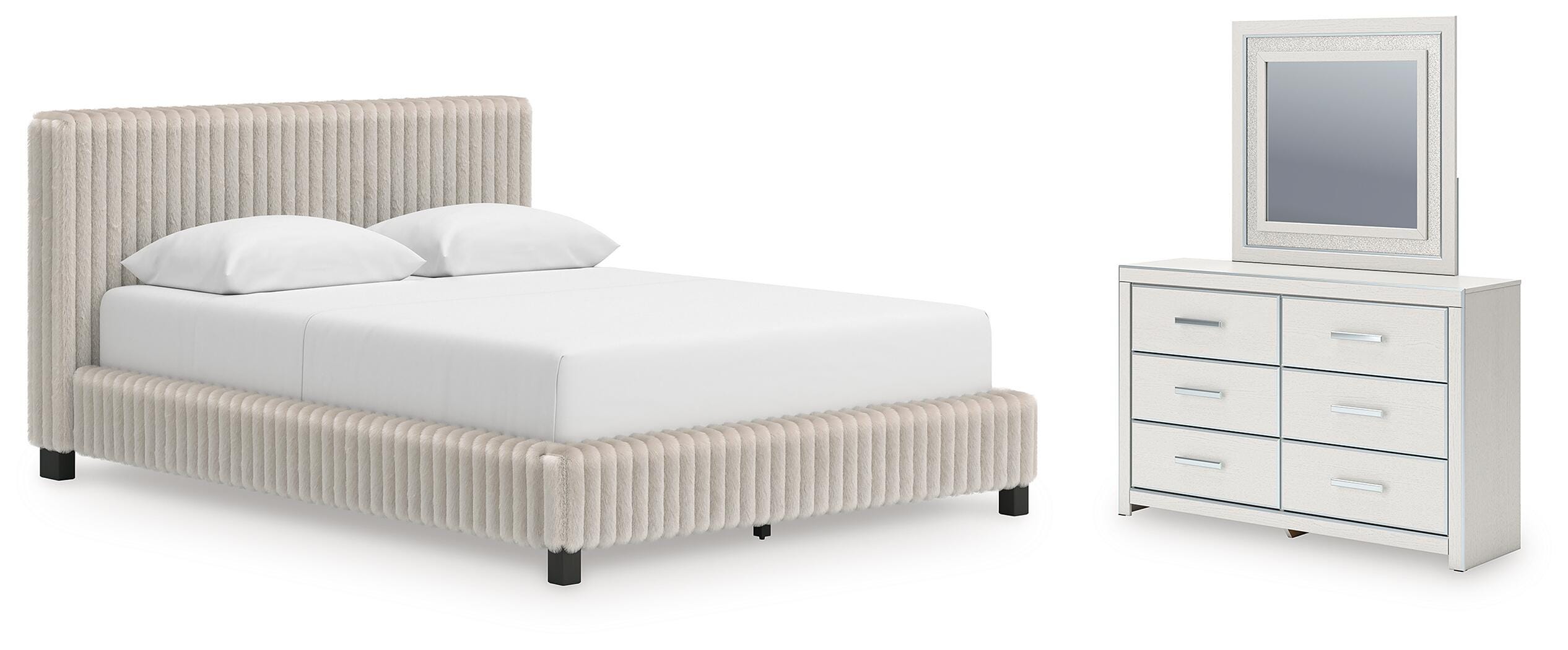 Zuraleus Upholstered Bed, Dresser and Mirror