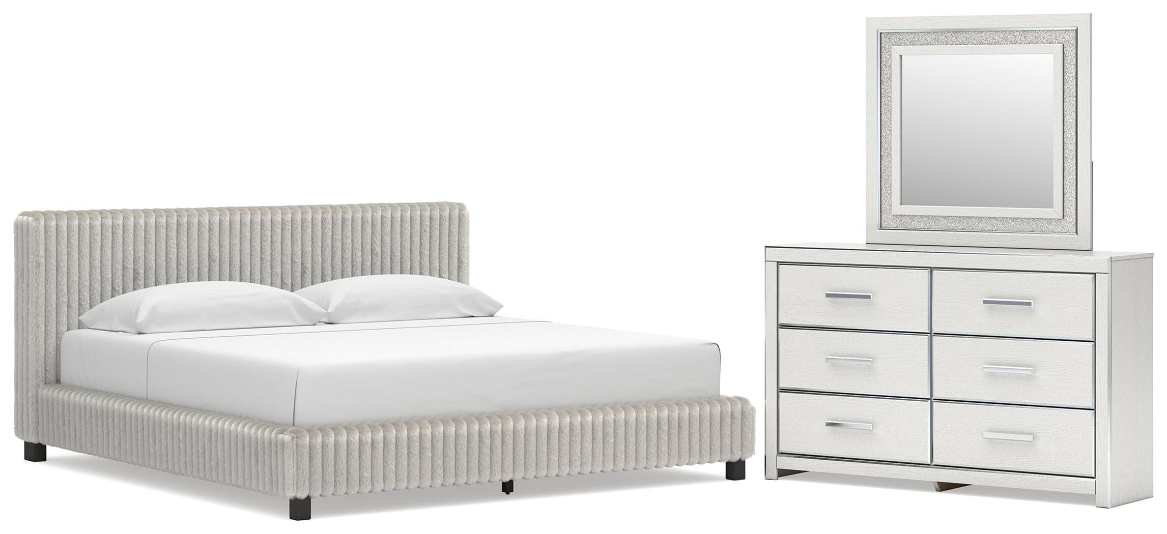 Zuraleus Upholstered Bed, Dresser and Mirror
