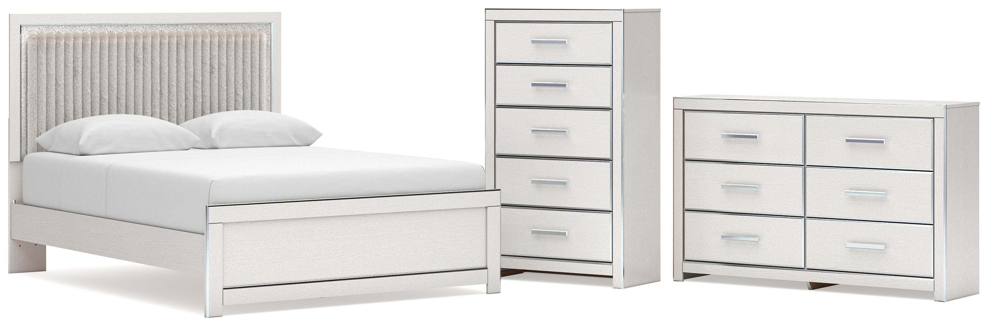 Zuraleus Upholstered Panel Platform Bed, Dresser and Chest