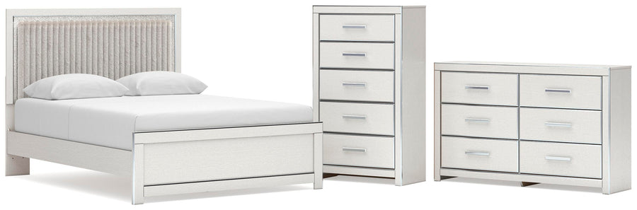 Zuraleus Upholstered Panel Platform Bed, Dresser and Chest