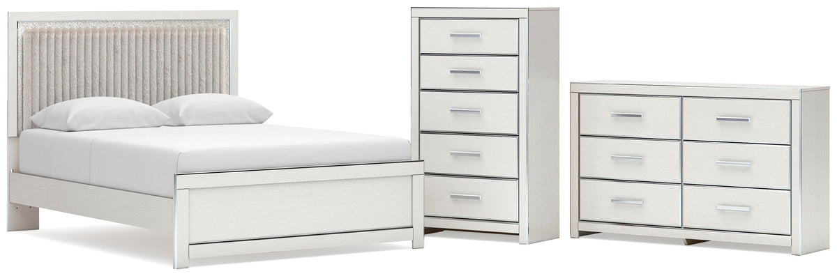 Zuraleus Upholstered Panel Platform Bed, Dresser and Chest