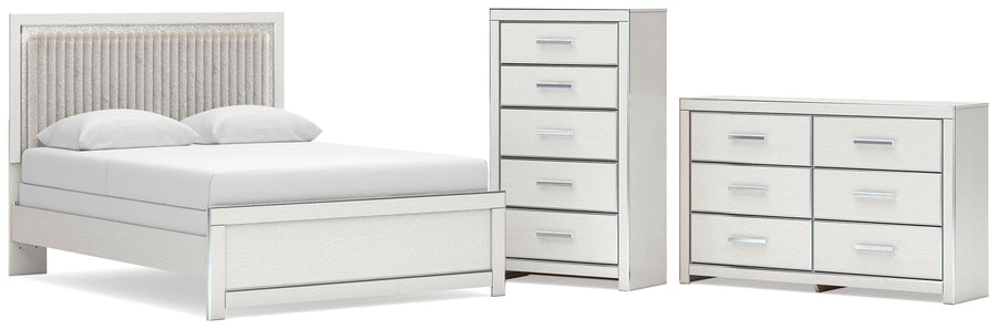 Zuraleus Upholstered Panel Bed, Dresser and Chest