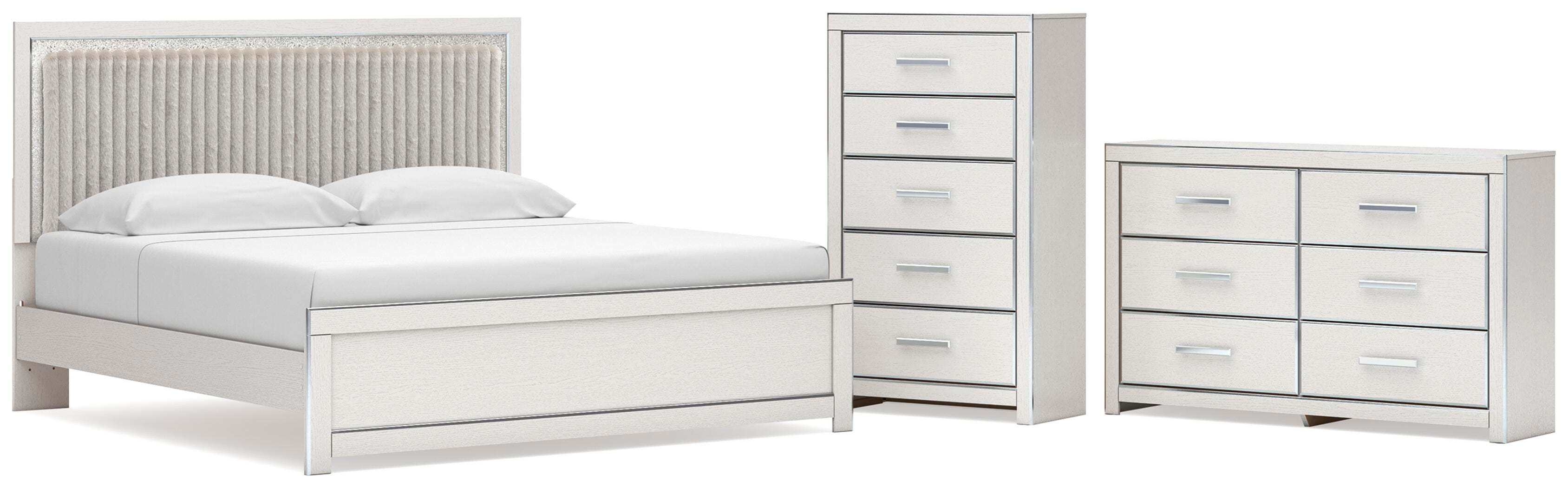 Zuraleus Upholstered Panel Platform Bed, Dresser and Chest