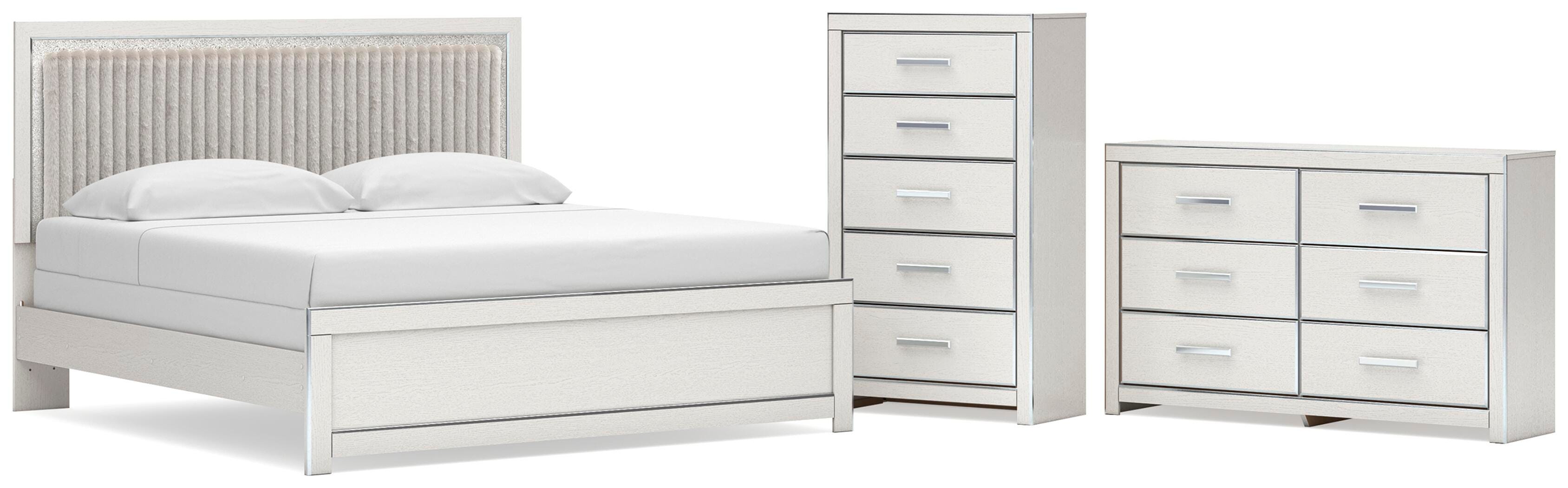 Zuraleus Upholstered Panel Bed, Dresser and Chest