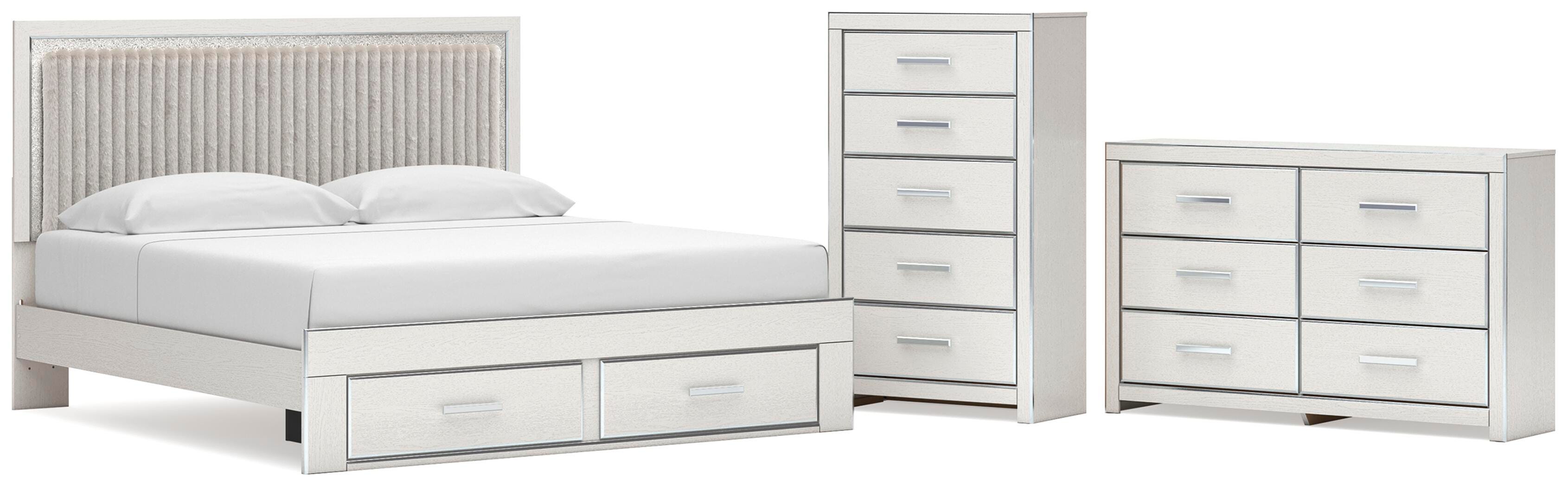Zuraleus Upholstered Panel Platform Storage Bed, Dresser and Chest