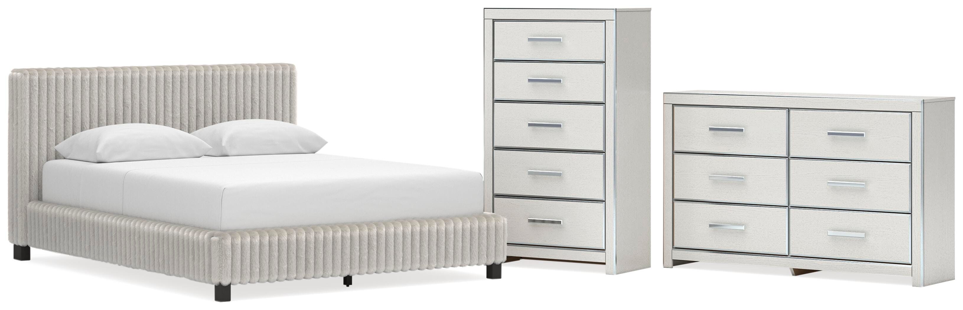 Zuraleus Upholstered Bed, Dresser and Chest