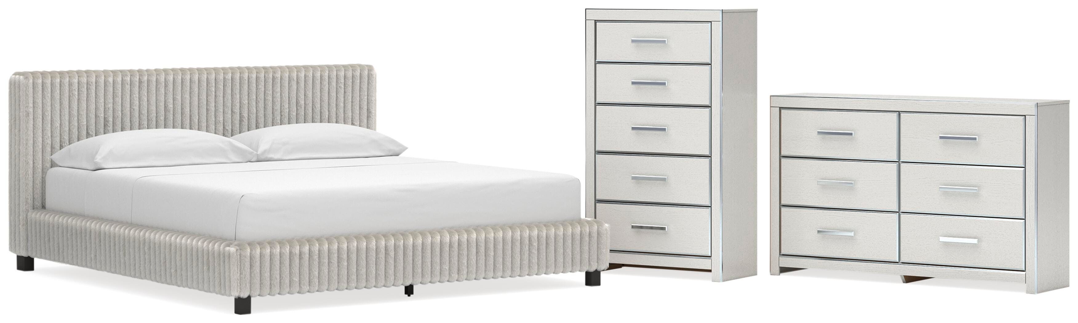 Zuraleus Upholstered Bed, Dresser and Chest