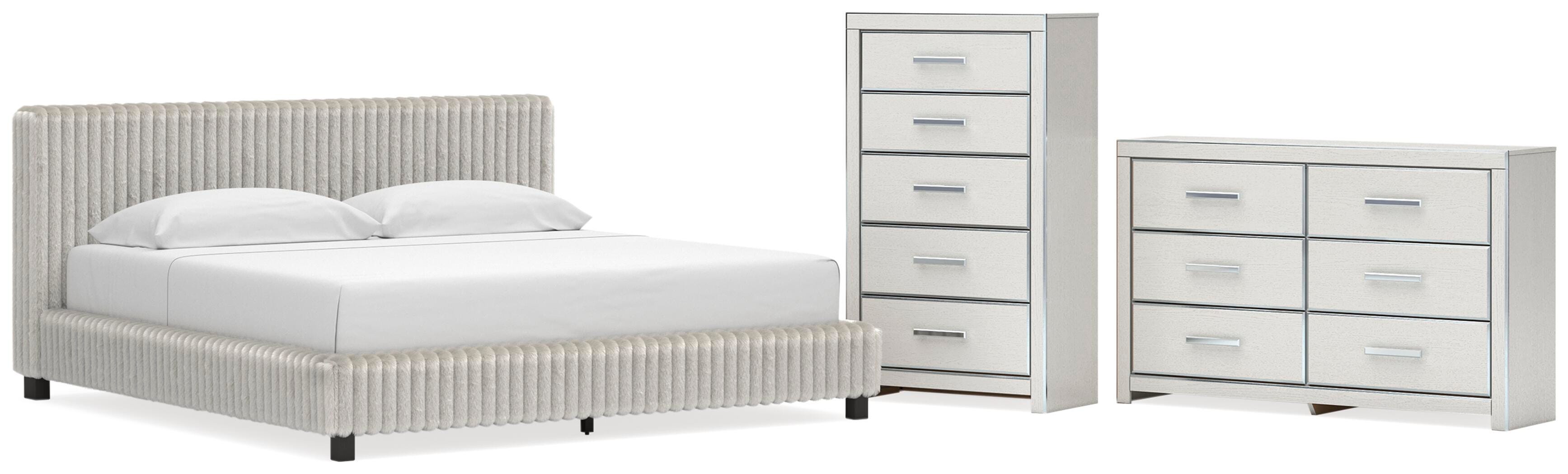 Zuraleus Upholstered Bed, Dresser and Chest