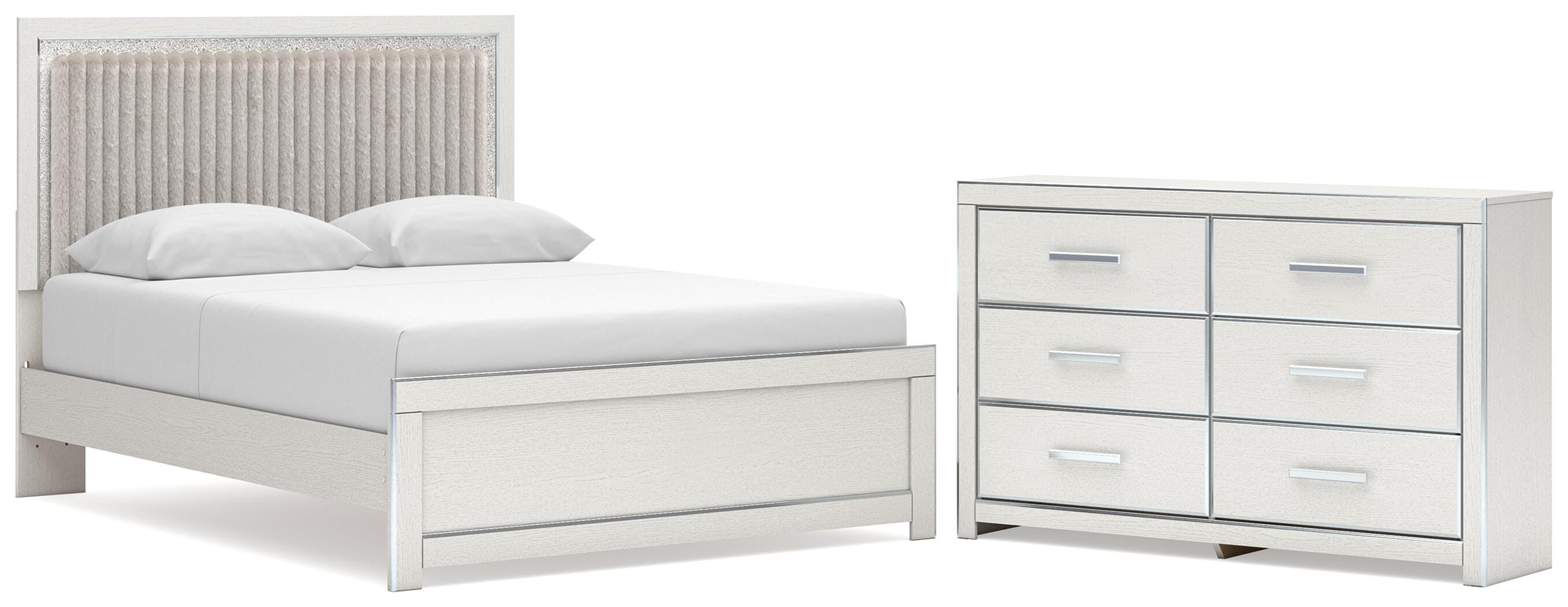 Zuraleus Upholstered Panel Platform Bed and Dresser