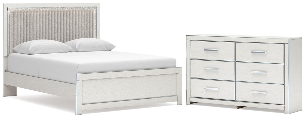 Zuraleus Upholstered Panel Platform Bed and Dresser