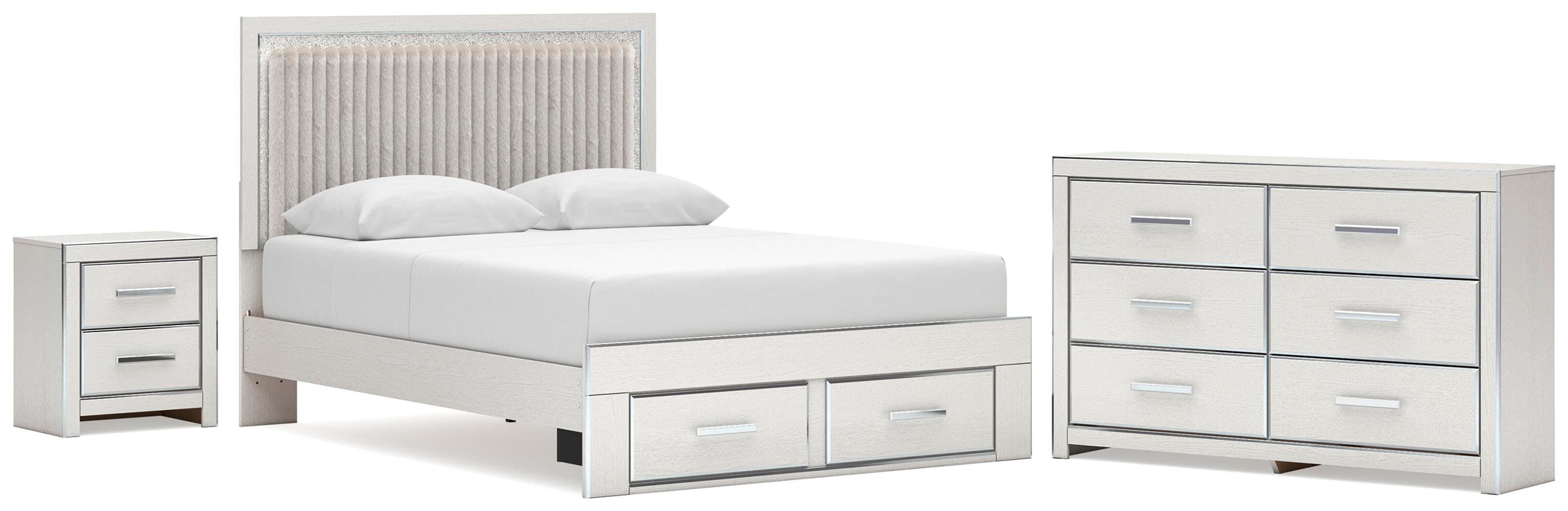 Zuraleus Upholstered Panel Platform Storage Bed, Dresser and Nightstand