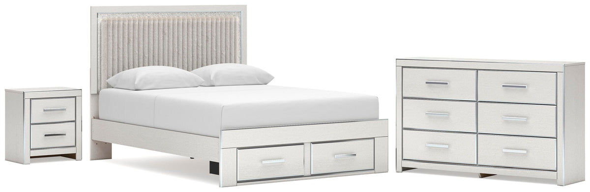 Zuraleus Upholstered Panel Platform Storage Bed, Dresser and Nightstand