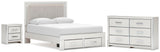 Zuraleus Upholstered Panel Platform Storage Bed, Dresser and Nightstand