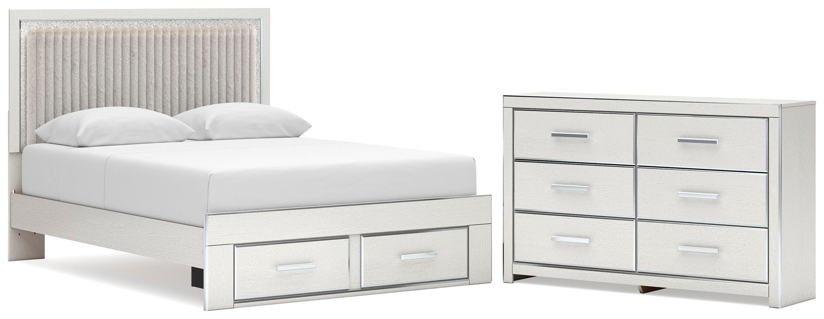 Zuraleus Upholstered Panel Platform Storage Bed and Dresser