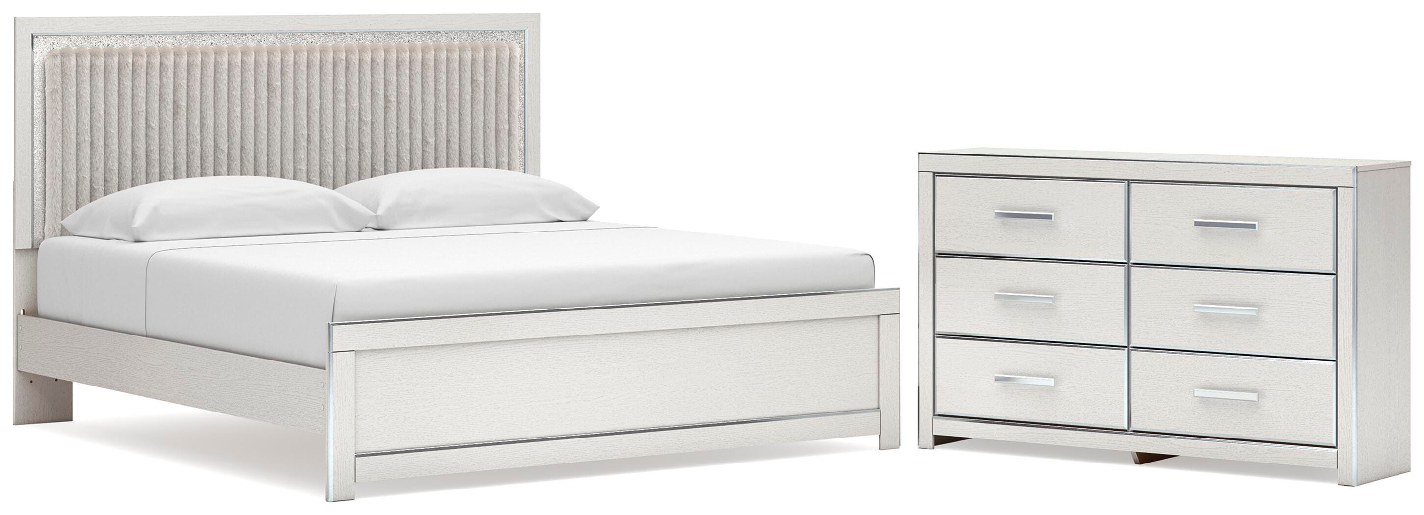 Zuraleus Upholstered Panel Platform Bed and Dresser