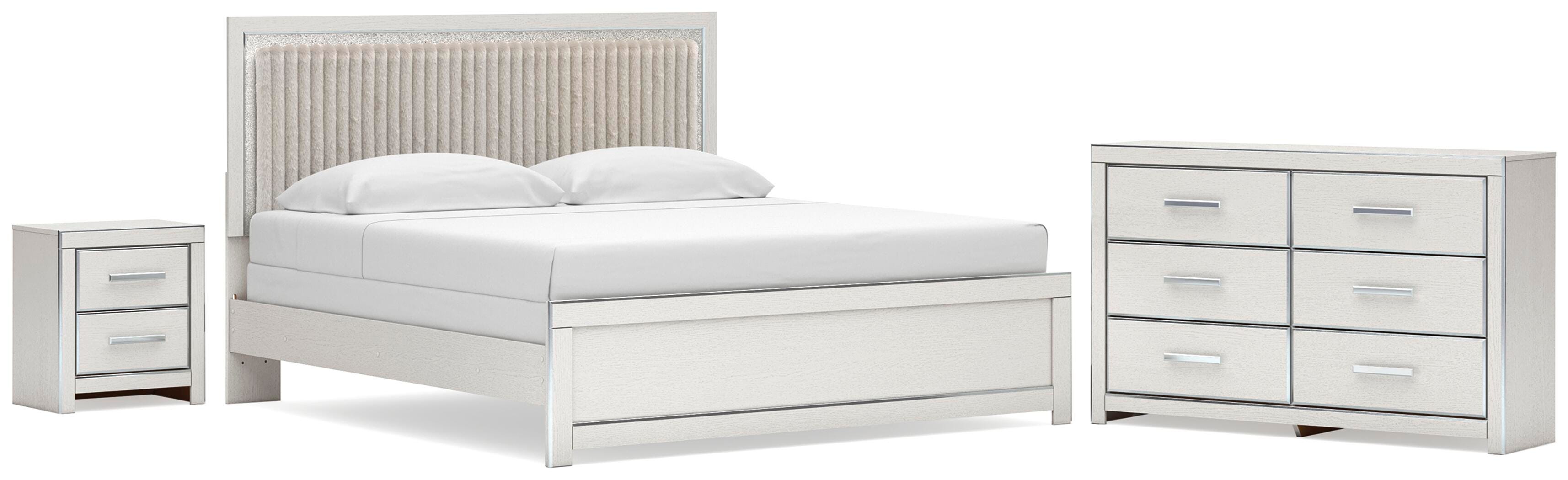 Zuraleus Upholstered Panel Bed, Dresser and Nightstand