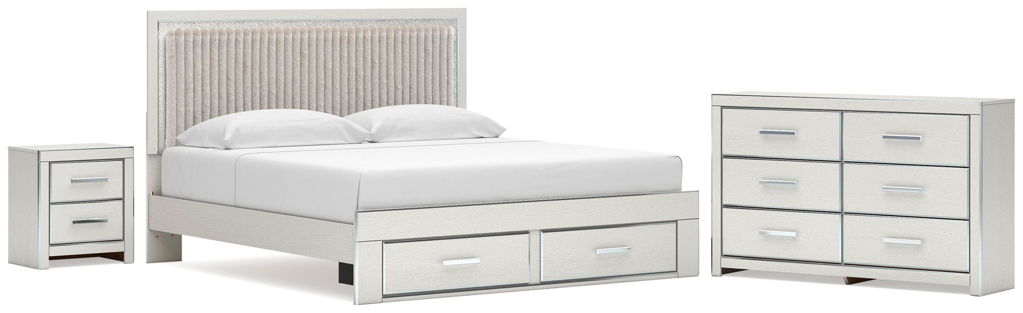 Zuraleus Upholstered Panel Platform Storage Bed, Dresser and Nightstand
