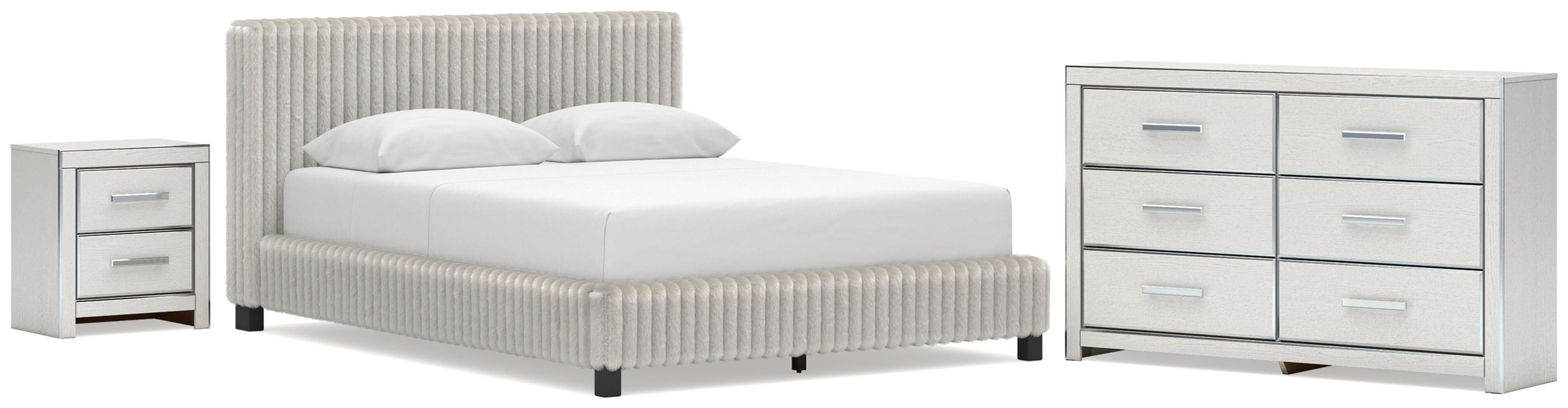 Zuraleus Upholstered Bed, Dresser and Nightstand