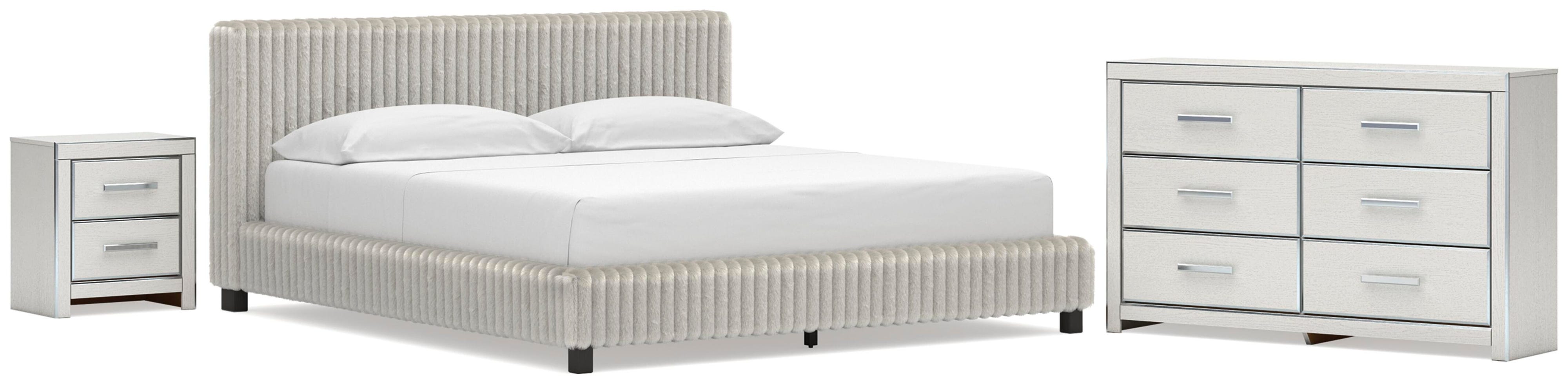 Zuraleus Upholstered Bed, Dresser and Nightstand