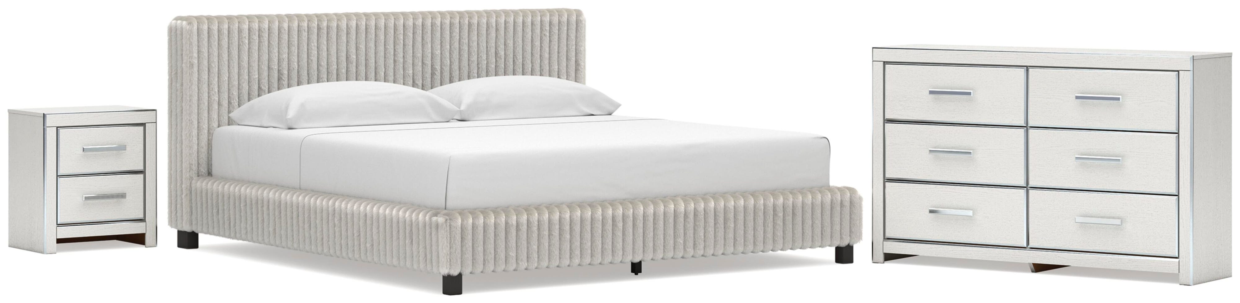 Zuraleus Upholstered Bed, Dresser and Nightstand