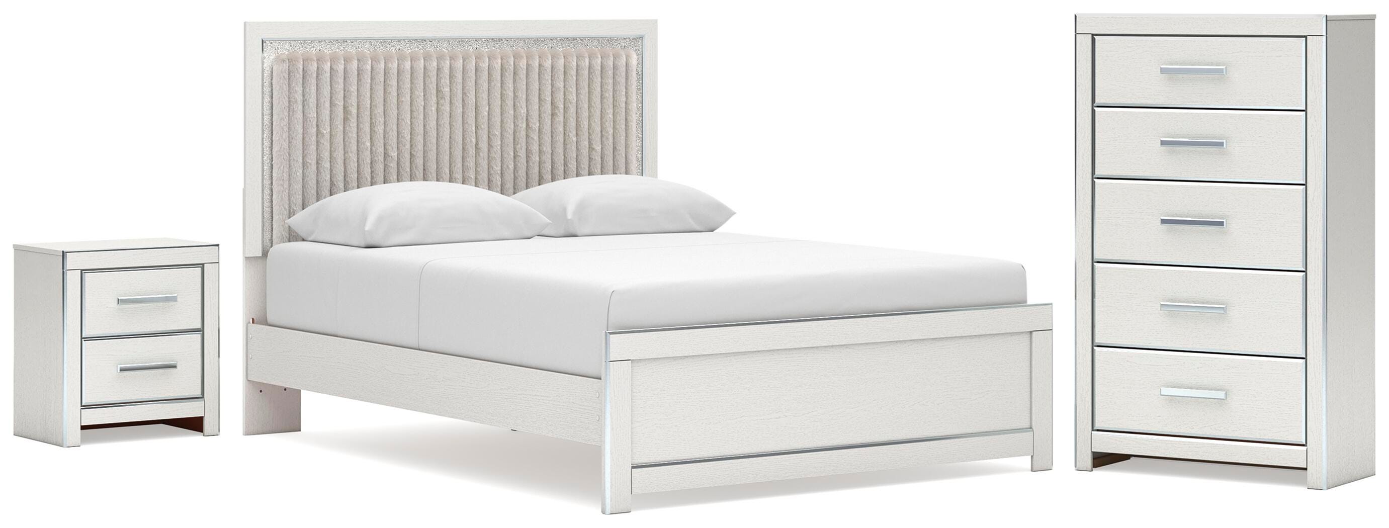 Zuraleus Upholstered Panel Platform Bed, Dresser, Mirror and Nightstand