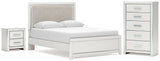 Zuraleus Upholstered Panel Platform Bed, Dresser, Mirror and Nightstand