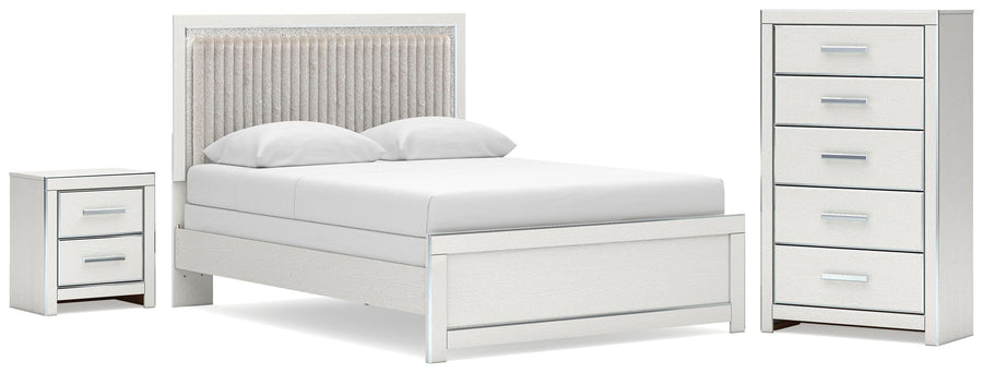 Zuraleus Upholstered Panel Bed, Dresser, Mirror and Nightstand