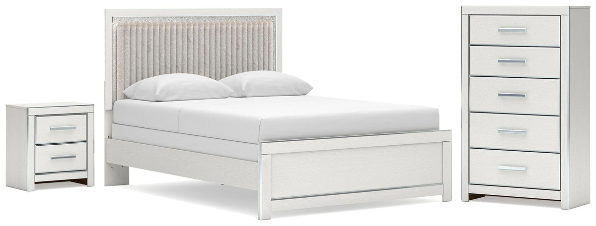 Zuraleus Upholstered Panel Bed, Dresser, Mirror and Nightstand