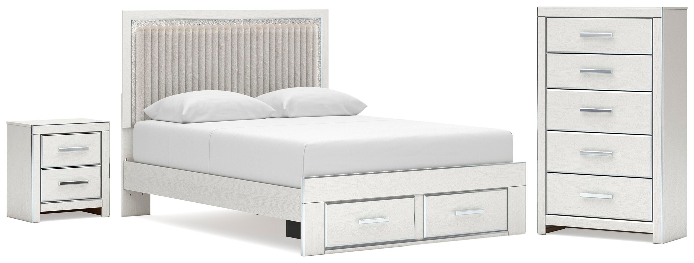 Zuraleus Upholstered Panel Platform Storage Bed, Chest and Nightstand