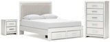 Zuraleus Upholstered Panel Platform Storage Bed, Chest and Nightstand