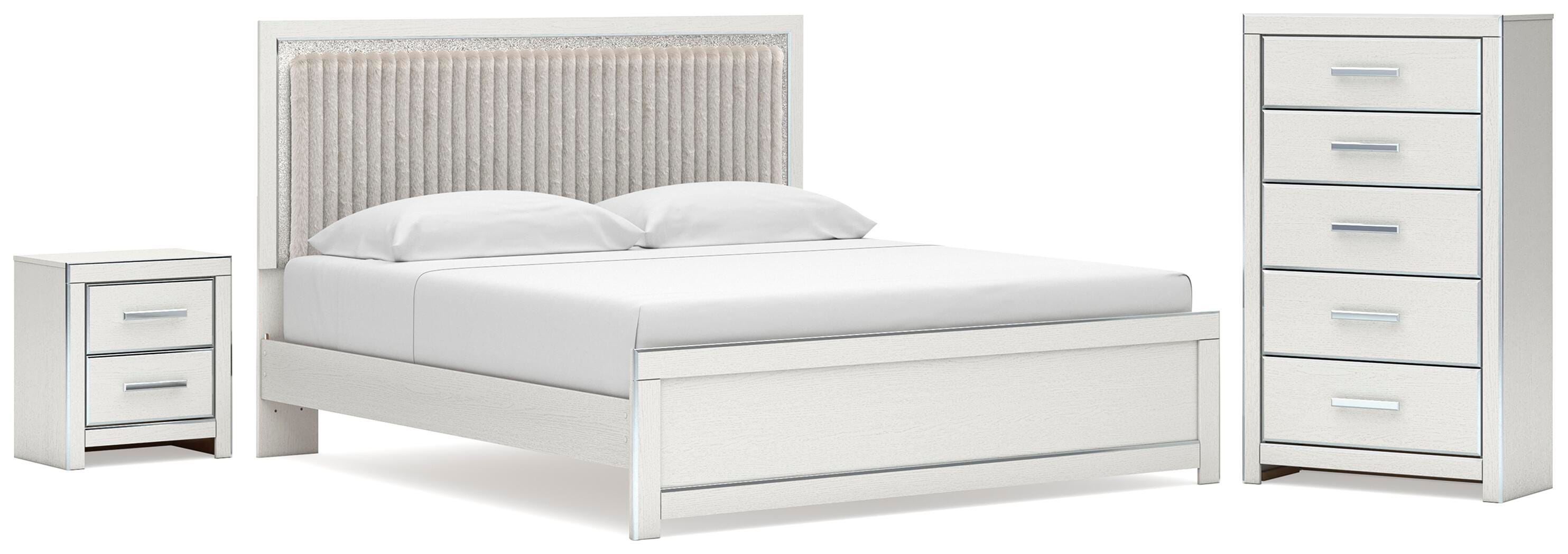 Zuraleus Upholstered Panel Platform Bed, Dresser, Mirror and Nightstand