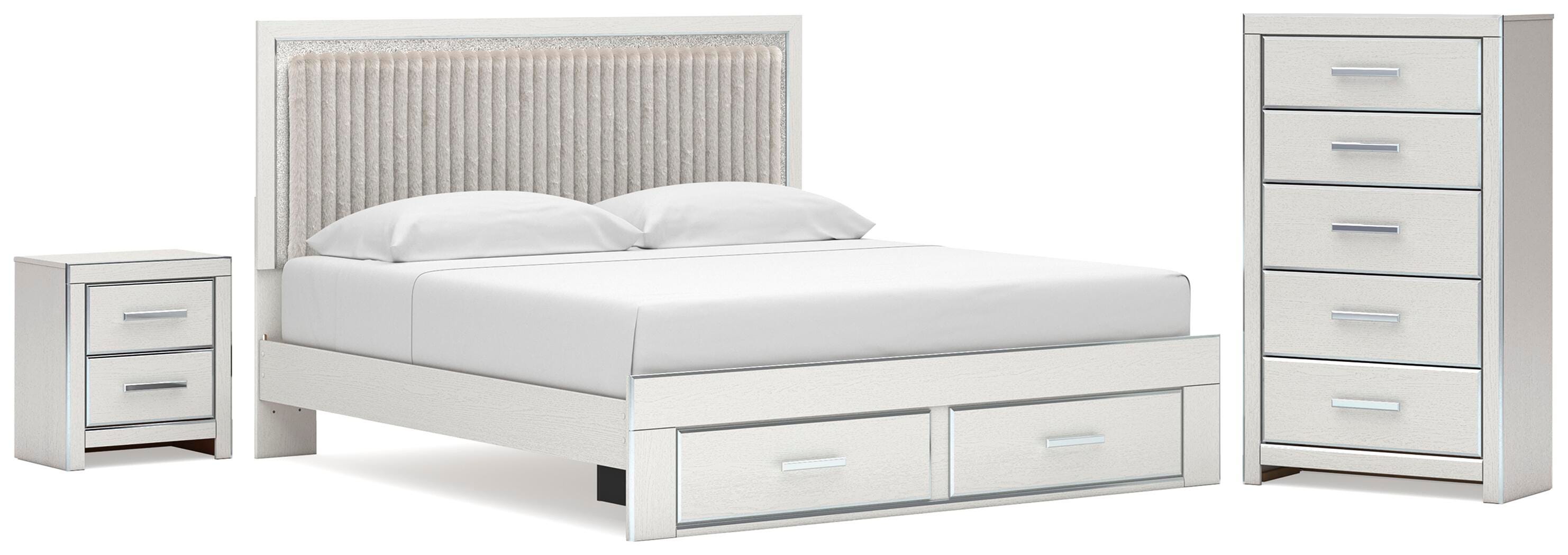 Zuraleus Upholstered Panel Platform Storage Bed, Chest and Nightstand